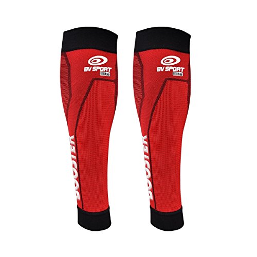 BV Sport - Medias de compresión Booster Elite, color negro, Hombre, color rojo, tamaño M+