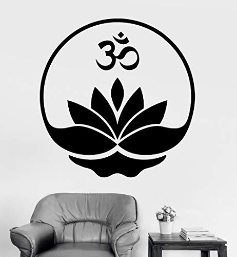 Calcomanía Om Buda Meditación Flor de loto Posición Yoga Deportes Vinilo Etiqueta de la pared Dormitorio Sala de estar Estudio Decoración del hogar Arte mural cartel