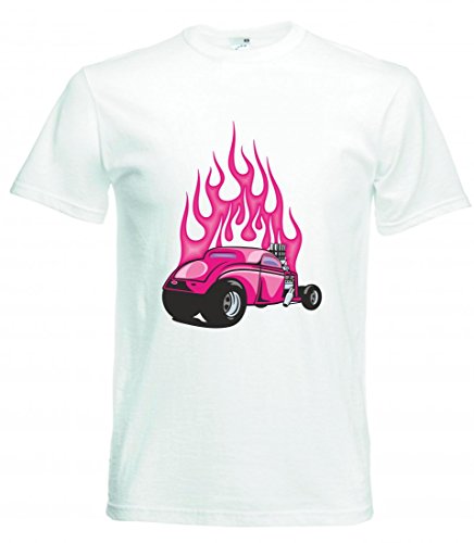 Camiseta con Intermitente Lateral con Llamas Amy USA Auto Car Ampliación V8 V12 Motor Llanta Tuning Mustang Cobra para Hombre Mujer niños 104 – 5 x l Blanco S