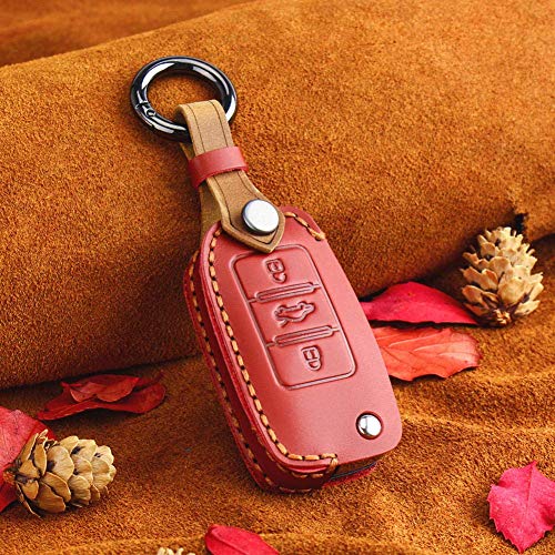Carcasas para Llaves Funda De Cuero para Llave, para VW Volkswagen Polo Passat B5 Golf 4 5 6 Jetta Mk6 Tiguan GOL Crossfox Plus EOS Scirocco Beet Red Carcasas para Llaves Funda De Cuero para Llave, para VW Volkswagen Polo Passat B5 Golf 4 5 6 Jetta Mk6 Tiguan GOL Crossfox Plus EOS Scirocco Beet Red