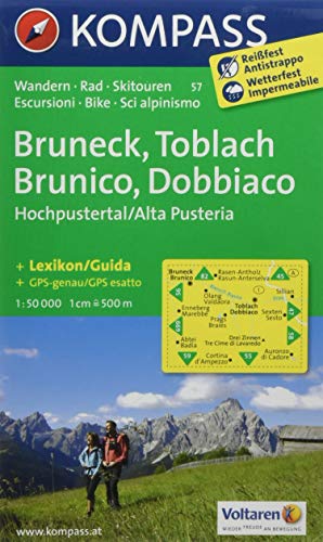 Carta escursionistica n. 57. Brunico, Dobbiaco, Alta Val Pusteria-Bru neck, Toblach, Hochpustertal. Adatto a GPS. Digital map. DVD-ROM: Wandelkaart 1:50 000