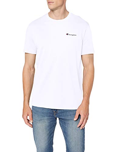 Champion Hombre - Camiseta Classic Small Logo - Blanco, S