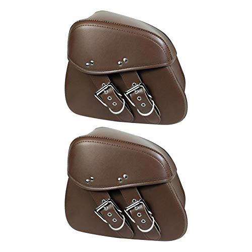 circulor 2 Pcs Alforjas para Moto De Cuero Moto, Bolsas De Cuero Y Alforjas para Motocicletas, Bolsillos Laterales, Cuero De PU Duradero E Impermeable