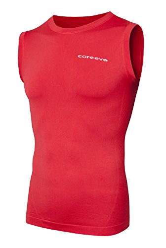coreevo - Camiseta Térmica Compression sin Mangas, Rojo, S