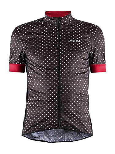 Craft Sportswear Reel Graphic Bike and Cycling UPF 50+ - Camiseta de Manga Corta con Cremallera Completa, Color Rojo Brillante, Talla Grande