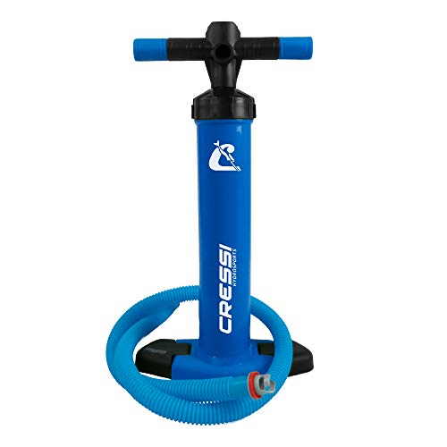 Cressi Feather High Pressure Inflation Hand Pump Bomba manual compacta de alta presión de 1100 cc 15 PSI, 1 BAR con manómetro, Unisex adulto, Azul, One Size