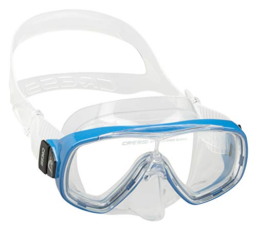 Cressi Ondina Jr Mask Gafas de Snorkeling, Unisex niños, Transparente/Azul, 7-13 años