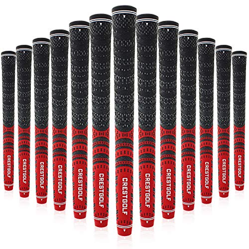 Crestgolf - Empuñaduras para palos de golf, juego 13 unidades de caucho combinado con carbono, en 3 colores, hombre, rojo