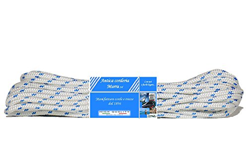 Cuerda, cuerda náutica 10 mm, 10 m blanca con marcador azul - Antica Corderia Marra ® dal 1896