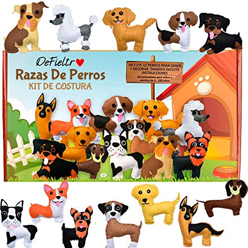 DeFieltro Razas De Perros - Kit Costura Niños y Adultos para Hacer Manualidades Infantiles – Set de Costura Niñas para Aprender a Coser – Juego Maletin Costura Infantil DeFieltro Razas De Perros - Kit Costura Niños y Adultos para Hacer Manualidades Infantiles – Set de Costura Niñas para Aprender a Coser – Juego Maletin Costura Infantil