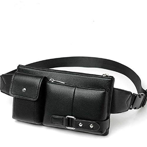 DFV mobile - Bag Fanny Pack Leather Waist Shoulder Bag for Ebook, Tablet and for LEAGOO M5 Edge - Black
