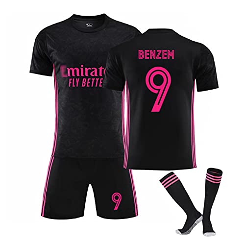 DHRBK Kit de Camisetas de fútbol n. ° 9 Benzema Conjunto de Camiseta de fútbol Local y visitante con Uniforme de calcetín de fútbol Chándales Deportivos para Correr Ropa Deportiva