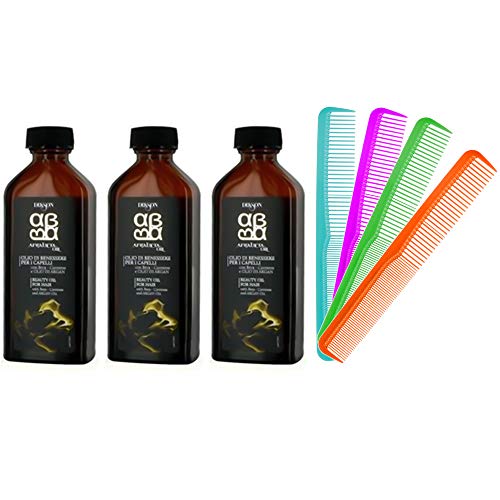 Dikson Argabeta - Lote de 3 botes de aceite profesional para el pelo con aceite de argán y beta-caroteno, 100 ml + peine estrecho de color altéax® gratuito n°1