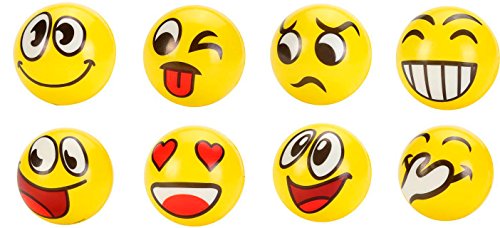 DISOK Lote de 24 Pelotas Pequeña de EMOTICONOS 10 CM de Goma. Juguetes, Regalos Divertidos y Originales prácticos para Niños, Niñas y Todas Las Edades. Regalos Baratos Comuniones, Bodas, Cumpleaños