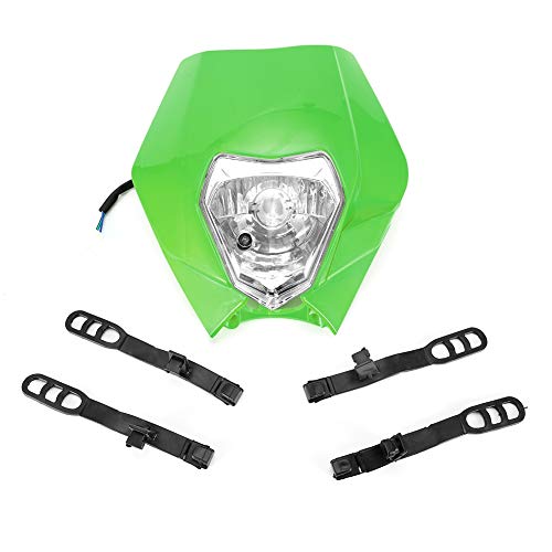 EBTOOLS Máscara de faro de motocicleta Cubiertas de carenado de faro de ABS Luz de cabeza delantera Protector de protector de faro delantero para la mayoría de Enduro(Verde)