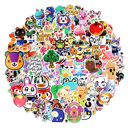 EKKONG 100 Pcs Animal Crossing Paquete de Pegatinas,Impermeable Pegatinas Moto Stickers Pegatina de Vinilo para Laptop, Coche, Maleta, Casco Bicicleta, Bicicleta, Portátiles