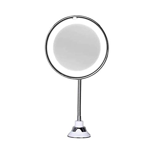Espejo Maquillarse Espejos De Maquillaje Flexible Cuello De Cisne Rotación De 360 ​​Grados De Aumento 10X Luz LED con El Plegado Doble De Montaje En Pared Espejo De Baño