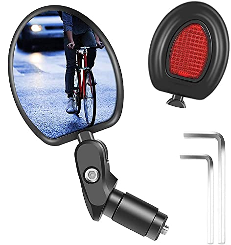 Espejo retrovisor para bicicleta, ajustable 360°, espejo de extremo, giratorio, para bicicleta de 17,4 – 22 mm, para manillar de bicicleta, para bicicletas de carreras eléctricas y de montaña