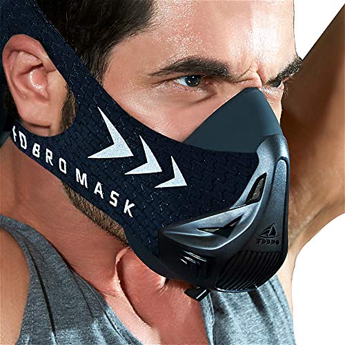 FDBRO Máscaras máscaras de Deportes, Estilo Negro, máscara;scara para Entrenamiento y acondicionamiento de Gran altitud, máscara scara Deportiva 2.0 (M, Negro-1)