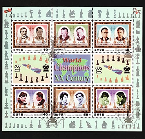 FGNDGEQN Colección de Sellos Sello Extranjero Corea del Norte 2001 Chess International Chess World Champions Champion Stamp Tickets han Sido sellados