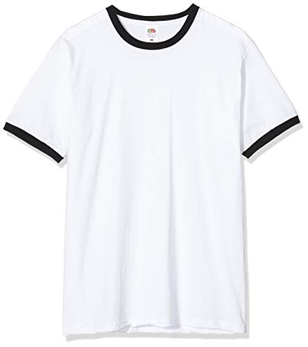 Fruit of the Loom Ringer T Camiseta, Blanco (White/Black), X-Large para Hombre