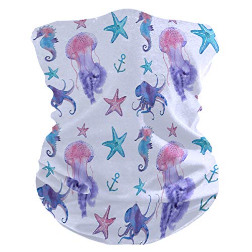 Funnyy Jellyfish Seahorse Starfish Headwear Cuello Polaina, pañuelo bandana, pasamontañas, protector para la cara, sin costuras, mágico, pañuelo para la cabeza, multifuncional, diadema para deportes al aire libre