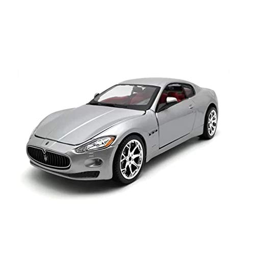 GAOQUN-TOY 1:24 Presidente Maserati GT Coupé Modelo de Coche Aleación de simulación Modelo de Coche Decoración de automóvil (Color : La Plata, Tamaño : 18CM*9.6CM*4.6CM)