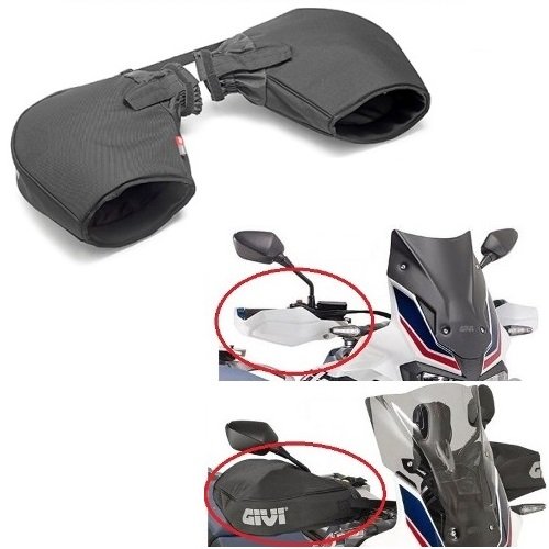 Givi TM421 - Manoplas cubremanos para manillar de moto con paramanos y empuñaduras acolchadas negras