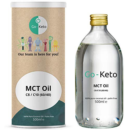 Go-Keto MCT Oil, 500 ml | Aceite MCT C8/10 prémium, 100% de aceite de coco sin aceite de palma | Perfecto para la dieta ceto | Crema de café ceto ideal para un Bulletproof Coffee o un batido ceto