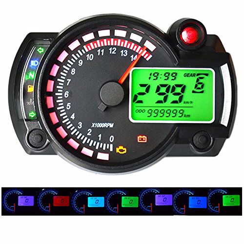 GZLMMY 299 MPH/KPH - Tacómetro digital LCD digital odómetro universal para moto en y7 colores ajustables