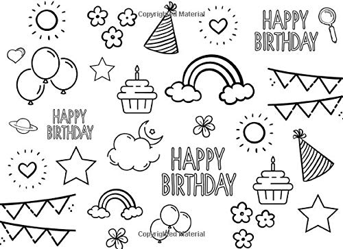 Happy Birthday: Guest Book | Specially designed for kids' birthdays | Color-in-cover + room for message or drawing from each kid guest | Makes a great party activity and keepsake | 50 guests
