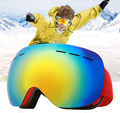 Hidewalker Gafas de Esquí Máscara Esqui Snowboard Nieve Espejo Anti Niebla Protección UV Gafas de Ventisca para Hombres Mujeres y jóvenes (Rojo - Rojo Lente)