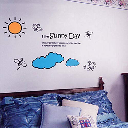 HOMEDCR Lovely Sunny Day Wall Art Applique PVC Detachable Mural Decoration Sticker Gift Warm Family Children Room Home Wall Decoration Sticker