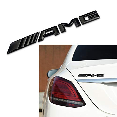 Huayt Alloy AMG - Emblema Trunk Logo insignia lateral del ala del maletero trasero del coche adhesivo decorativo compatible con todas las G E S CLS GLE GLS Serie C (MTT Black)