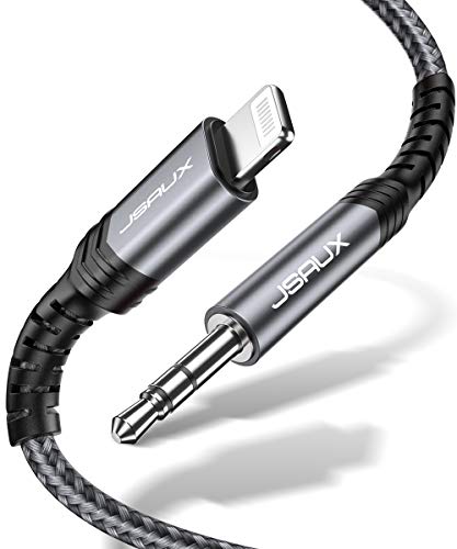 JSAUX - Cable de audio Lightning a 3,5 mm, [Certificado Apple Mfi] Cable de audio para coche iPhone, compatible con iPhone S/11/11 Pro/11 Pro Max/X XR XS Max 8 8P 7 7P-Gris