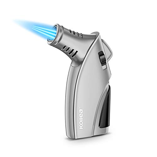Kollea Mechero, a Prueba de Viento Encendedor de Butano Recargable con Perforadora y Cierre de Seguridad, Regalo 3 Chorros Jet Flame Turbo Mechero para Hombres (Gas Butano No Incluido) -Plata Kollea Mechero, a Prueba de Viento Encendedor de Butano Recargable con Perforadora y Cierre de Seguridad, Regalo 3 Chorros Jet Flame Turbo Mechero para Hombres (Gas Butano No Incluido) -Plata