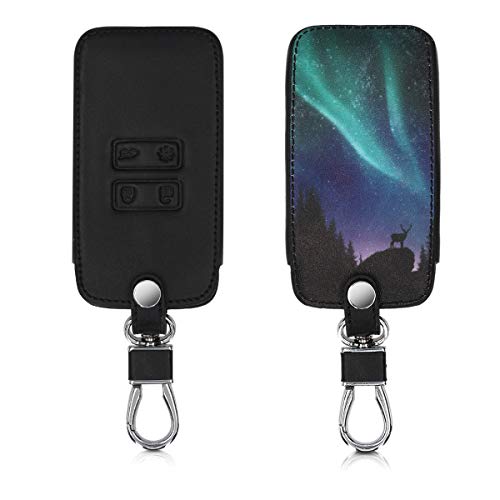 kwmobile Funda Compatible con Renault Llave de Coche Smart Key de 4 Botones (Solo Keyless Go) - Cubierta de Cuero sintético - Case para Mando y Control de Auto Ciervo con la Aurora Boreal