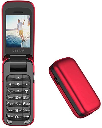 L8star Pequeño Mini Flip Teléfono Celular SIM+TF Tarjeta MP3 Magic Voice Changer Bluetooth Marcador Música Teléfono Móvil BM60 (Rojo)