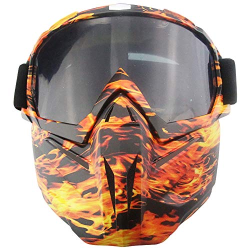 LALEO Multipropósito Gafas Moto Máscara Desmontable Antichoque Antiviento Protección UV Motocross Aviador Scooter Gafas Gafas para Casco Jet Casco,B