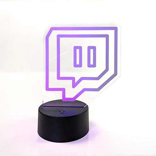 Lampara Twitch | 3D LED| Sistema de cambio de color | Zona gamer | Base con pilas | Luz de noche | Metacrilato 3 mm |