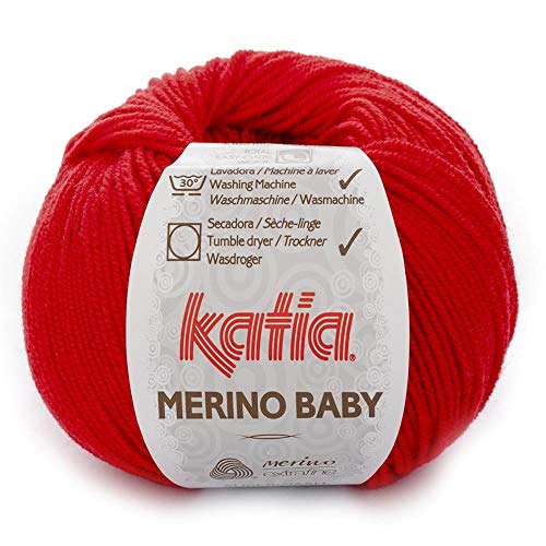 Lanas Katia Merino Baby Ovillo de Color Rojo Cod. 4