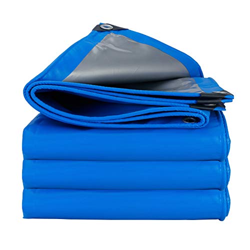 Lona Recubierta De PVC De Doble Cara Azul Y Plateada, Lona Impermeable para Sombrilla para Camiones para Acampar Al Aire Libre con Ojales 180 G/M²(Size:2×1.5M)