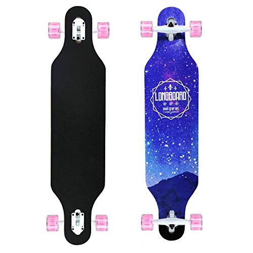 Longboard Skateboard 43" x 22,8 cm Tabla de madera de arce Longboard Hecho para adultos, niños/niñas/jóvenes, carga máxima de 199,6 kg, 9 capas de arce (longboard-fanxing)