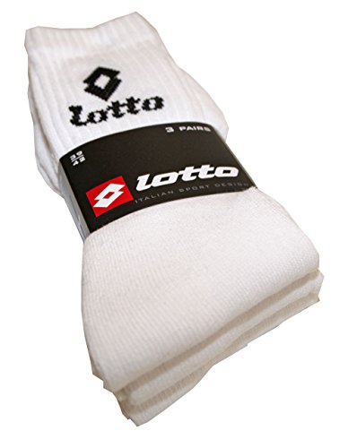 Lotto - Calcetines deportivos para hombre y mujer (3 pares) blanco Large