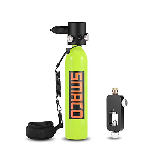 lululeague Scuba - Botella de oxígeno para buceo, equipo de tanque de inmersión, 0,5 l, 5 – 10 minutos, respirable libremente, material de silicona, resistente a la corrosión y a la presión (verde)