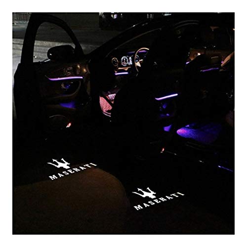 Luz de bienvenida a la puerta Logotipo de la puerta del LED 2X coche de la luz compatible con Maserati Quattroporte GranTurismo Ghibli GranCabrio Levante la sombra del fantasma Bienvenido Accesorios d