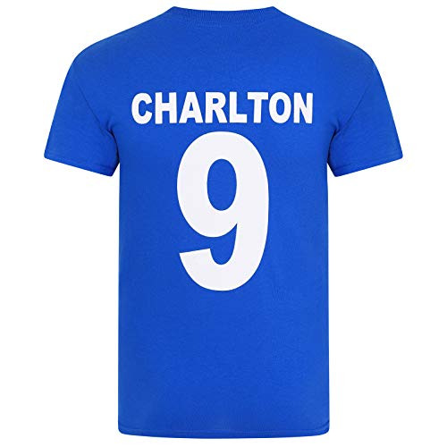 Manchester United - Camiseta homenaje - Best y Charlton en la temporada 1968 - Estilo retro - Azul Charlton - Large