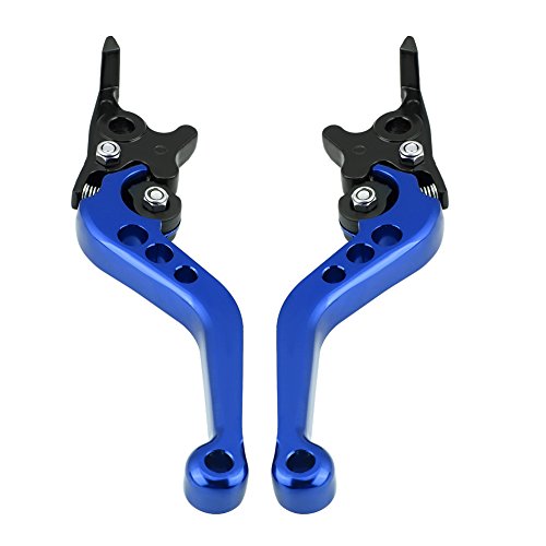 Manetas Freno Moto, 1 par Manetas de Freno de Disco Doble CNC para Moto, Scooters, Bici eléctrica(Azul)