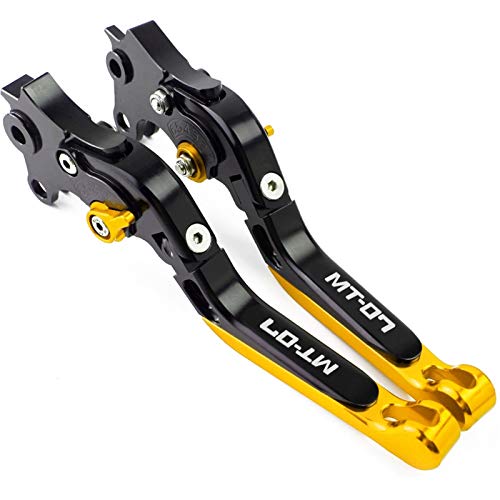 Manetas Manillar Accesorios CNC manija Ajustable Palancas de Freno de la Motocicleta palancas de Embrague for Yamaha MT07 MT07 MT 07 FZ07 FZ07 2014 2015 2016 2017 2018 (Color : Yellow)