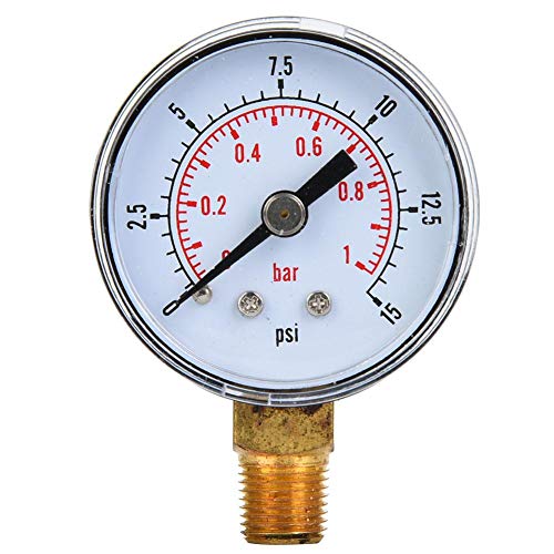 Manómetro mecánico de 1/8 pulgadas BSPT Conexión inferior para prueba de presión de combustible de aire, aceite, agua, Gas(0-15psi,0-1bar)